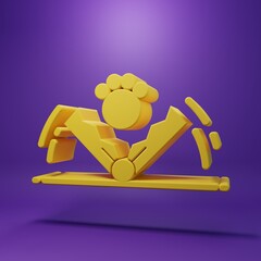Yellow Trap hunting icon isolated on purple background. Minimalism concept. 3D render illustration