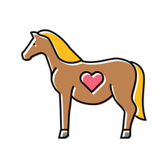 pregnant mare horse breeding color icon vector illustration