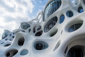 Exploring a futuristic city with bionic buildings showcasing unique architectural designs and advanced urban planning