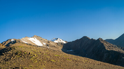 green slopes of mountain peaks. summer in the mountains
