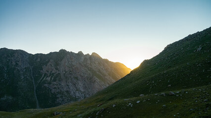 sunset in the mountains. morning in the mountains