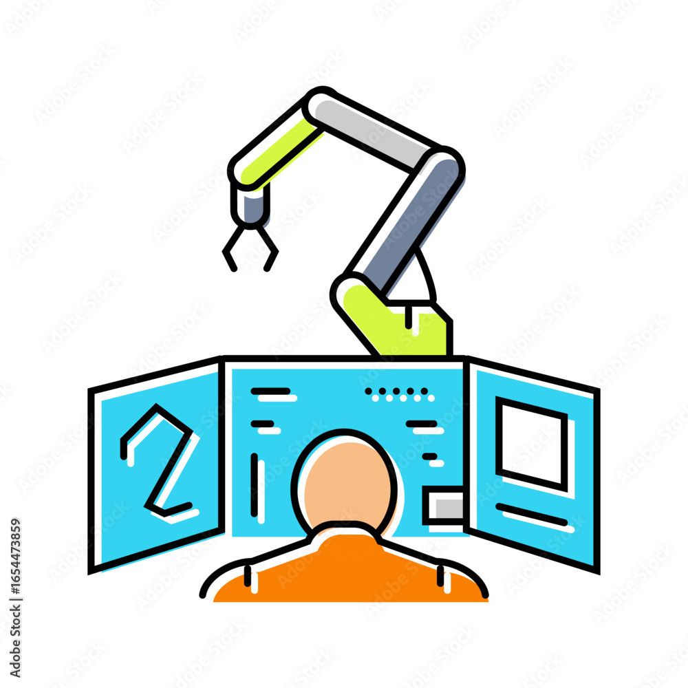 Poster advanced robotics control panel color icon vector illustration
