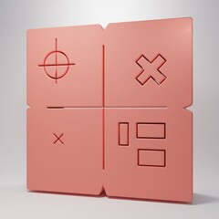 Pink Treasure map icon isolated on pink background. Minimalism concept. 3D render illustration