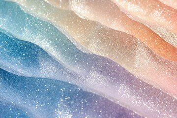 Fototapeta premium Delicate watercolor gradients featuring shimmering metallic particles in soft waves and undulating forms