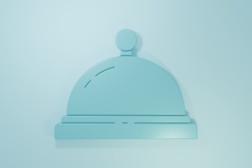 Blue Hotel service bell icon isolated on blue background. Reception bell. Minimalism concept. 3D render illustration