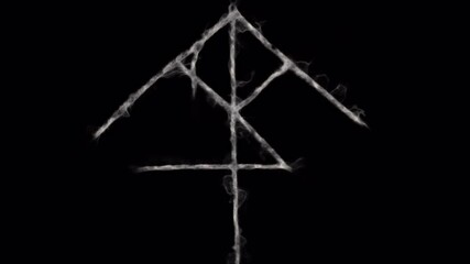 An Occult Runic Sigil Materializes from Wispy White Smoke Against a Pitch Black Void - Powered by Adobe