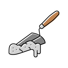trowel cement concrete color icon vector illustration