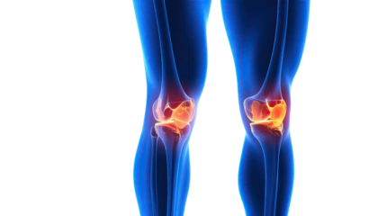 Human Leg Pain Highlighted the Bones Isolated on White Background
