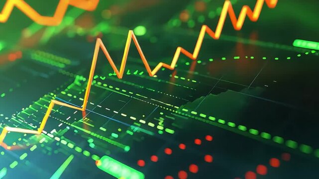 Abstract financial data visualization display footage