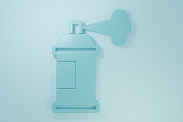 Blue Paint spray can icon isolated on blue background. Minimalism concept. 3D render illustration