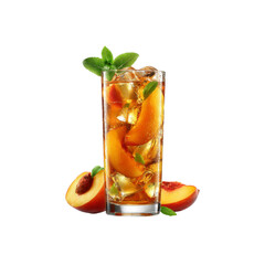 Refreshing Iced Peach Tea with Mint in Tall Glass