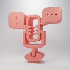 Pink Freedom of speech icon isolated on pink background. Freedom of expression. Minimalism concept. 3D render illustration