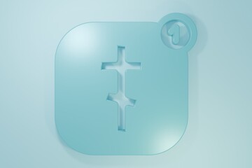 Blue Online church pastor preaching video streaming icon isolated on blue background. Online church of Jesus Christ. Minimalism concept. 3D render illustration