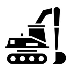 Excavator Icon Vector Illustration Glyph Version