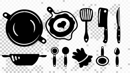 Cooking utensils and tools illustration for culinary creatives and chefs, vector outline kitchenware graphic