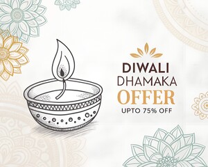 Diwali illustration with diya, Creative Diwali decorative diya illustration, Happy Diwali post design, Diwali or Dipavali festival, Colorful happy Diwali Instagram post	