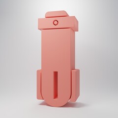 Pink Water filter icon isolated on pink background. System for filtration of water. Reverse osmosis system. Minimalism concept. 3D render illustration
