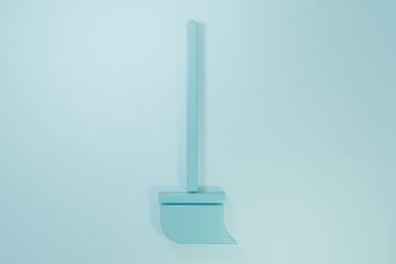Blue Mop icon isolated on blue background. Cleaning service concept. Minimalism concept. 3D render illustration