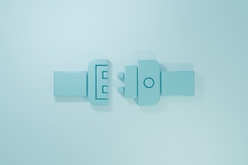 Blue Safety belt icon isolated on blue background. Seat belt. Minimalism concept. 3D render illustration