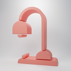 Pink Table lamp icon isolated on pink background. Minimalism concept. 3D render illustration