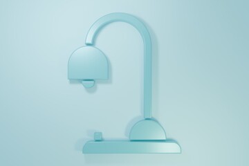 Blue Table lamp icon isolated on blue background. Minimalism concept. 3D render illustration