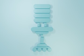 Blue Office chair icon isolated on blue background. Minimalism concept. 3D render illustration