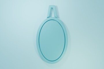 Blue Mirror icon isolated on blue background. Minimalism concept. 3D render illustration