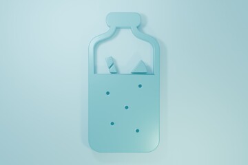 Blue Mulled wine with ingredients icon isolated on blue background. Cinnamon stick, clove, lemon slice. Minimalism concept. 3D render illustration