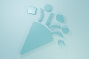 Blue Festive confetti icon isolated on blue background. Minimalism concept. 3D render illustration