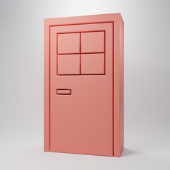 Pink Closed door icon isolated on pink background. Minimalism concept. 3D render illustration