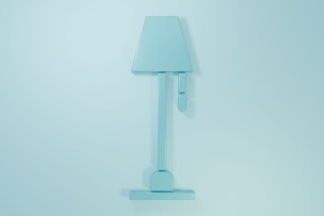 Blue Floor lamp icon isolated on blue background. Minimalism concept. 3D render illustration