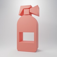 Pink Fire extinguisher icon isolated on pink background. Minimalism concept. 3D render illustration
