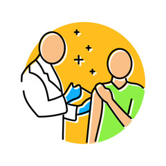 doctor giving vaccine immunization color icon vector illustration