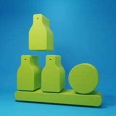Green Bottles ball icon isolated on blue background. Minimalism concept. 3D render illustration