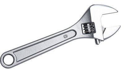 Obraz premium “Shiny Silver Wrench with Rubber Grip, angled view, isolated PNG”.