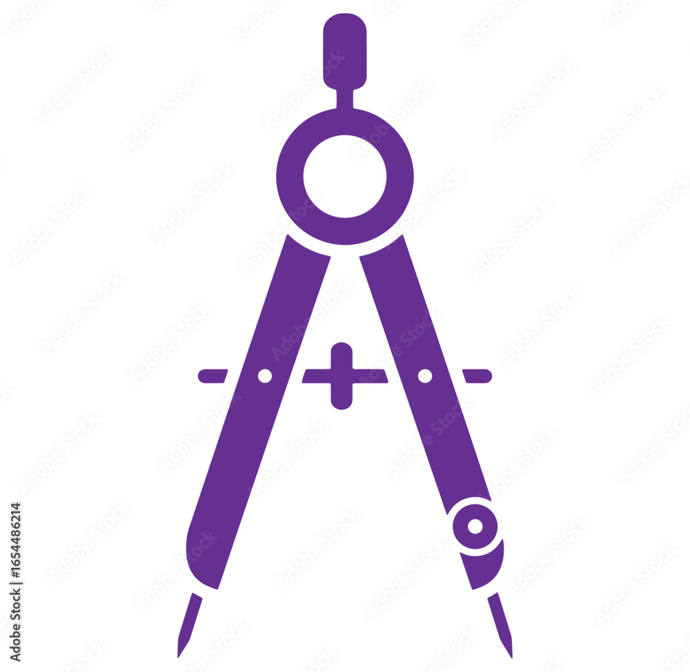 Poster purple compass icon illustrating architecture engineering design concepts on white background