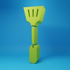 Green Fly swatter icon isolated on blue background. Minimalism concept. 3D render illustration
