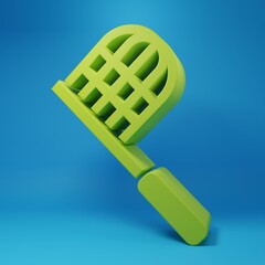 Green Butterfly net icon isolated on blue background. Minimalism concept. 3D render illustration