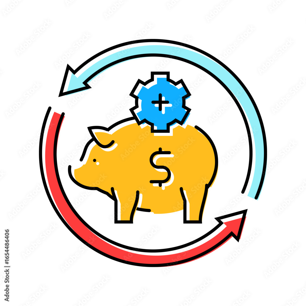 Poster automated savings feature fintech color icon vector illustration