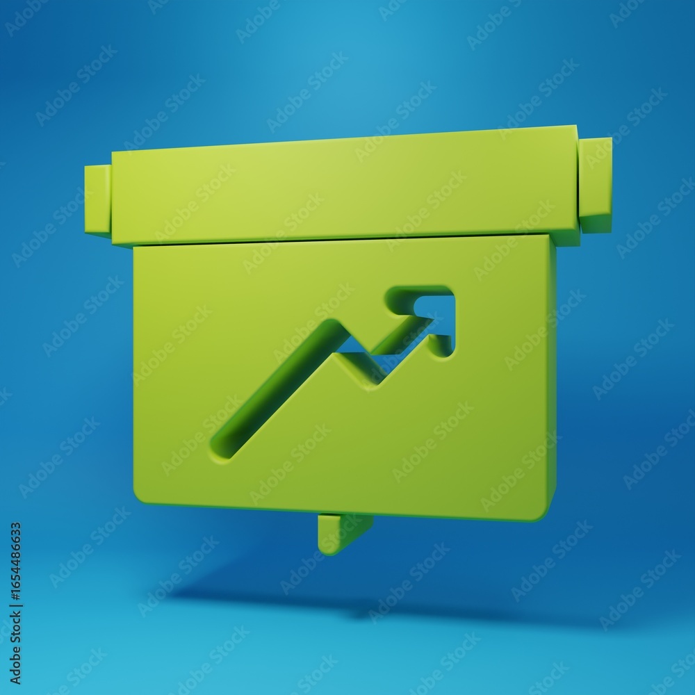 Aufkleber green board with graph chart icon isolated on blue background. report text file icon. accounting sig