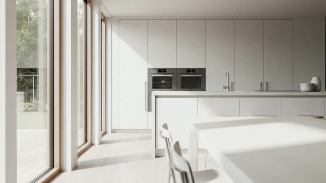 Discover Serene, Modern Kitchen Interior with Natural Light