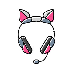 headset microphone gaming pc color icon vector illustration