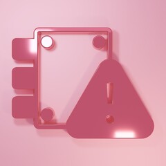 Pink House under protection icon isolated on pink background. Home and lock. Protection, safety, security, protect, defense concept. Minimalism concept. 3D render illustration