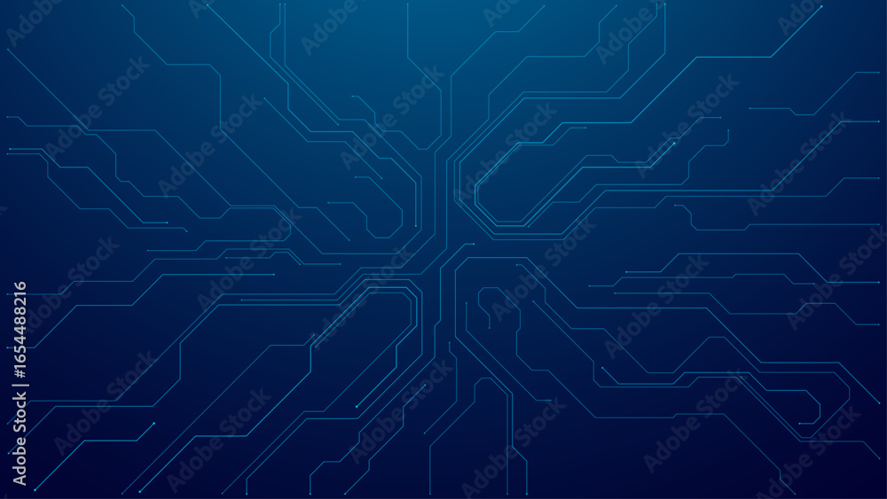 Poster tech circuit board pattern on technology blue background. abstract digital ai innovation concept. mo