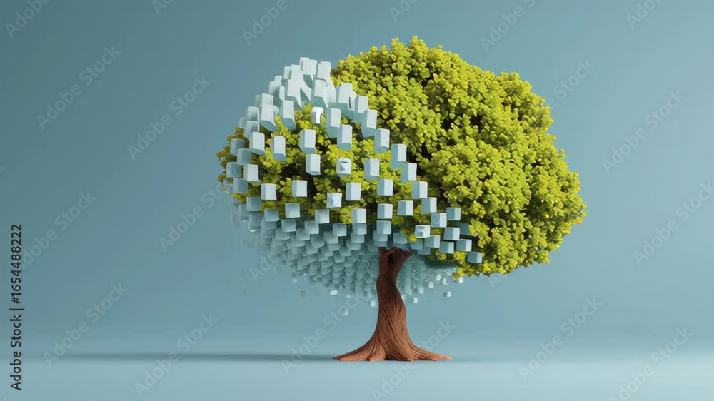 Aufkleber holistic growth concept for entrepreneurs represented by a dynamic tree with digital elements