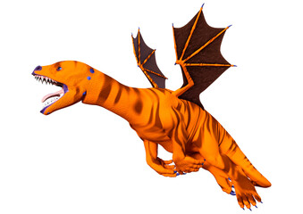 3D Rendering Fairy Tale Dragon on White