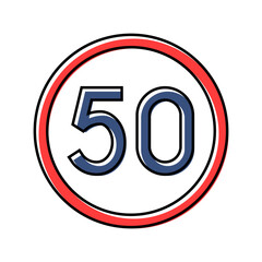 speed limit highway road color icon vector illustration