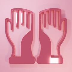 Obraz premium Pink Firefighter gloves icon isolated on pink background. Protect gloves icon. Minimalism concept. 3D render illustration