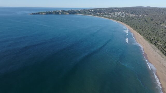 Big wide Drone shot of Tathra beach, NSW, Australia