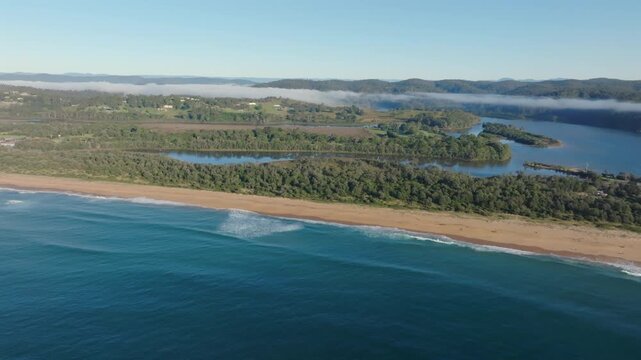 Tathra beach drone shot, Sapphire coast, NSW, Australia